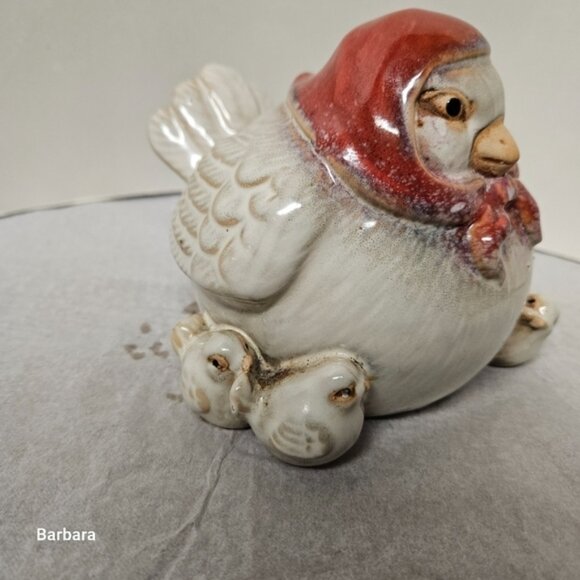 Vintage Glazed Ceramic Hen Pigeon Family - Picture 5 of 5